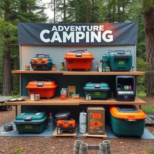 An atmospheric, wide shot looking out from inside a modern, stylish tent pitched on a gentle slope overlooking a misty, evergreen forest during golden hour. A warm, diffused light emanates from a distant campfire, casting soft shadows. The focus is on the serene, inviting view and the comfort within the tent. Subtle mist adds depth. No human faces visible, perhaps a hand holding a warm ceramic mug.